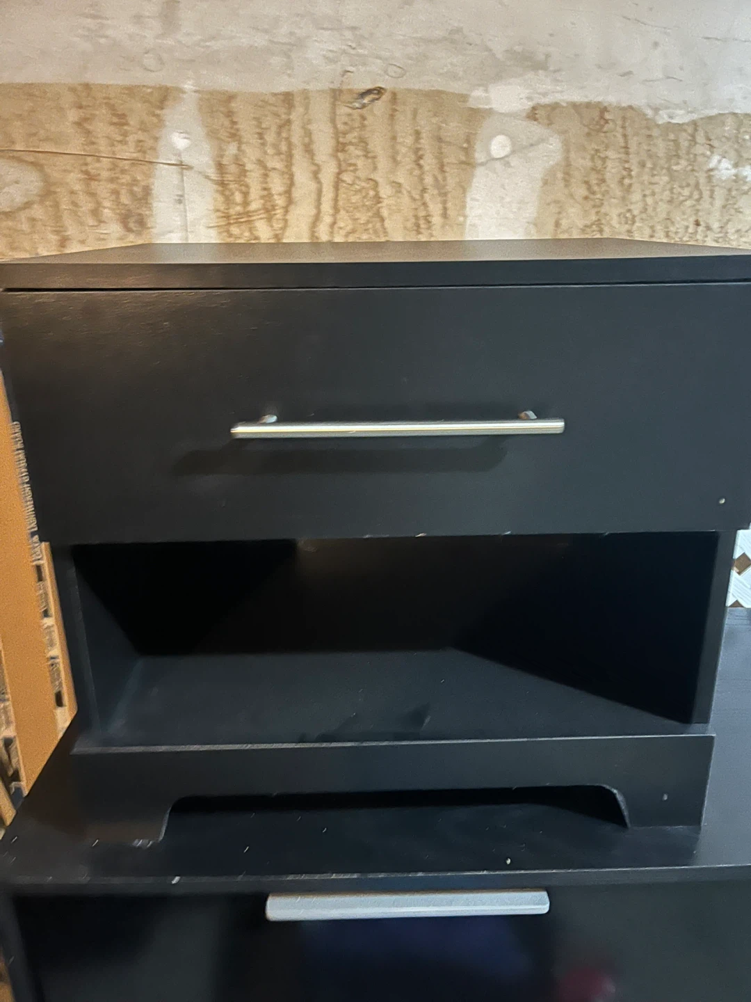 Black Nightstand with Drawer & Shelf - photo 2
