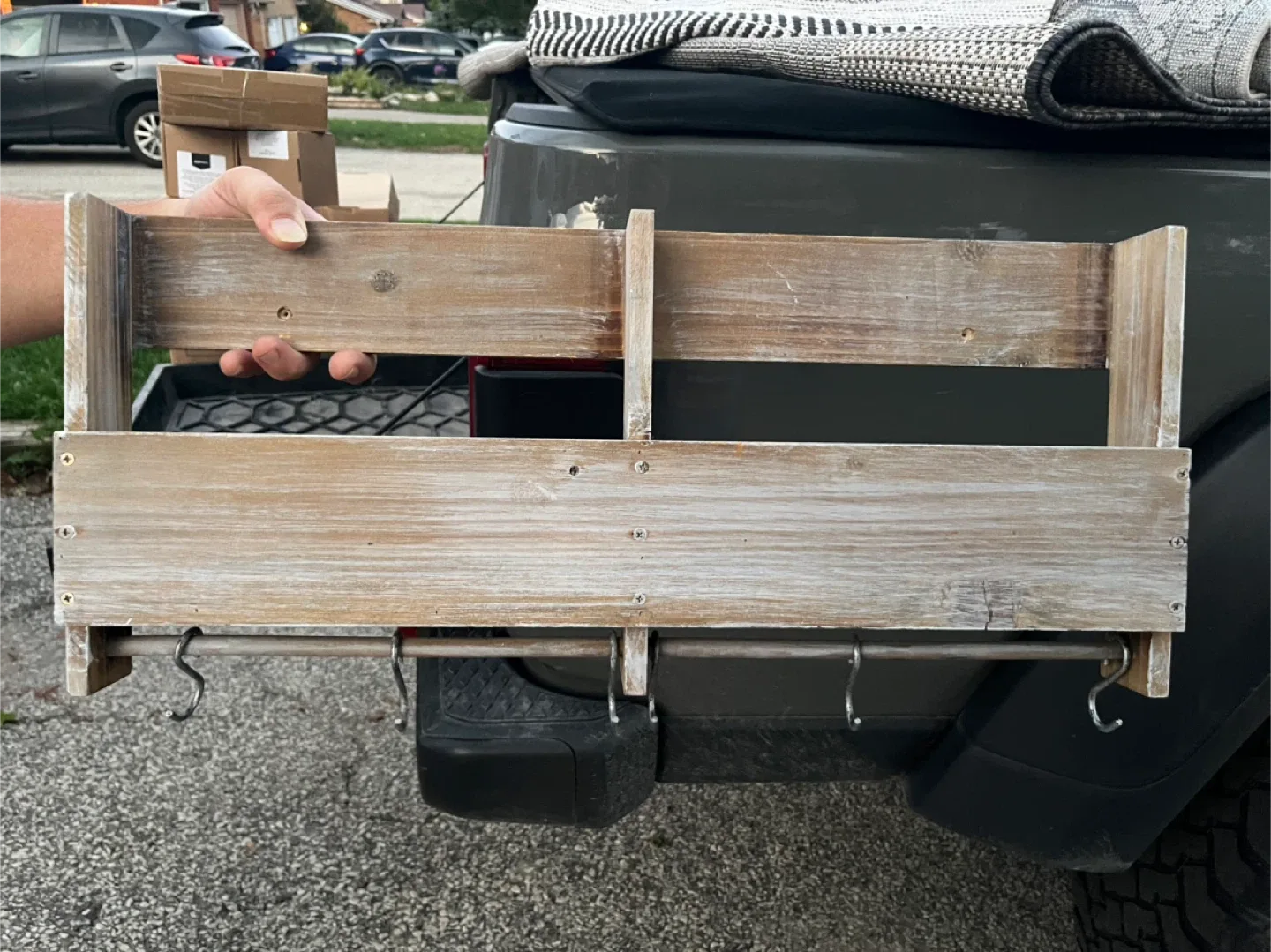 Wooden Wall Shelf with Hooks image indicator(2)