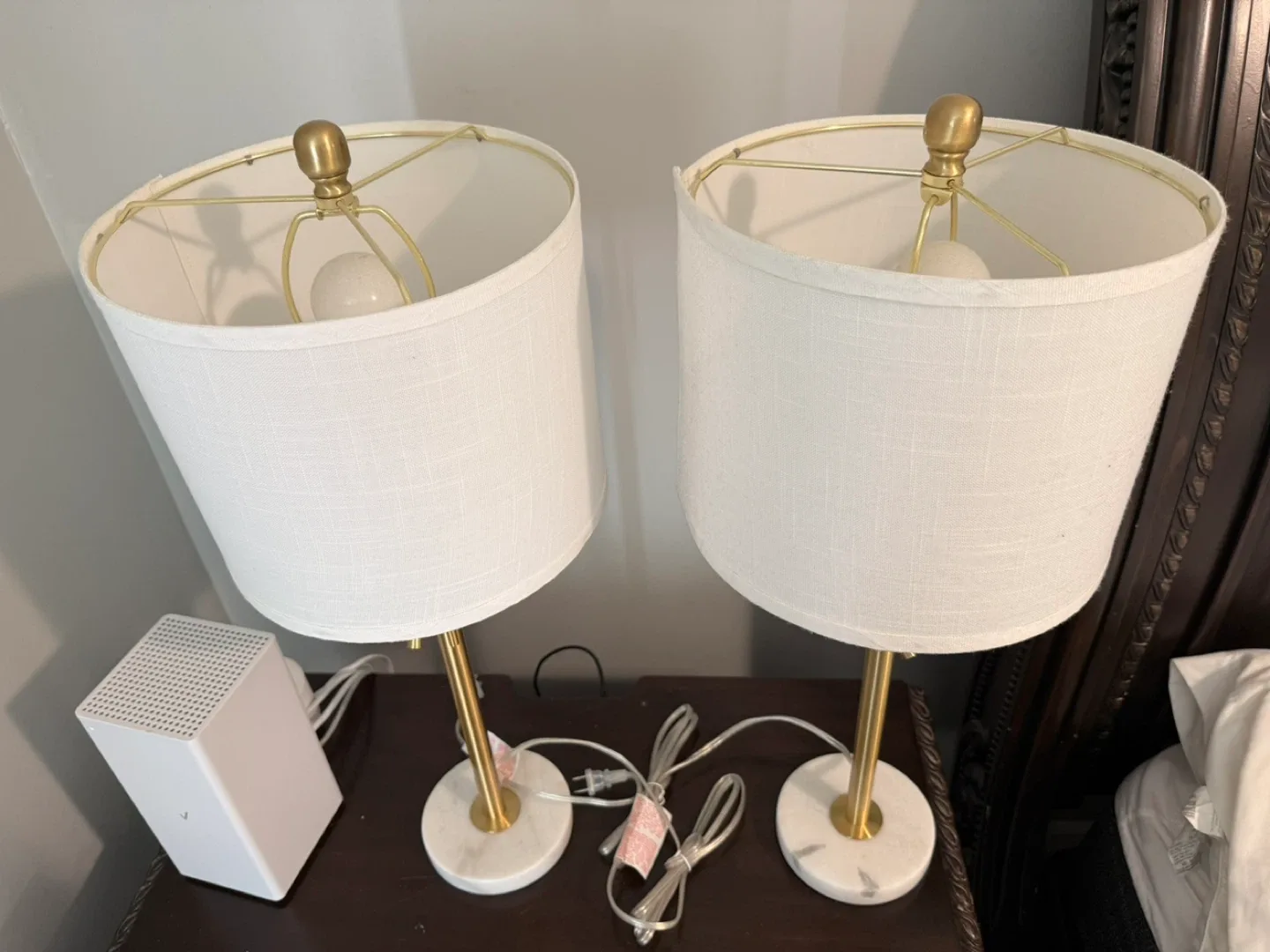 Set of 2 White & Gold Table Lamps image indicator(3)
