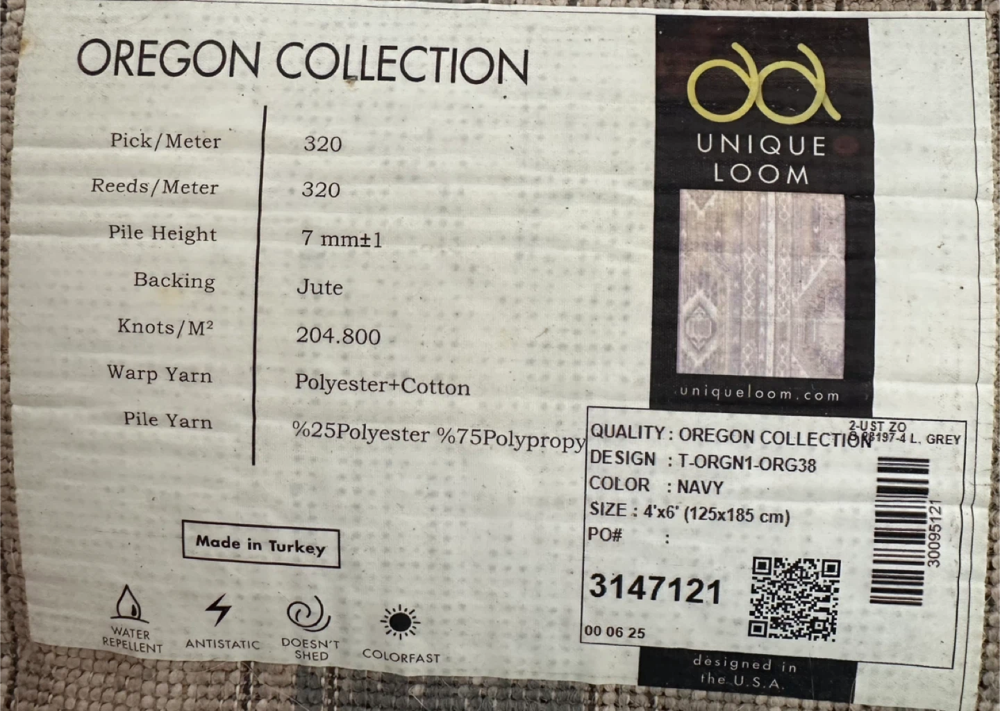 Unique Loom Oregon Collection Rug 4'x6' Navy - photo 5