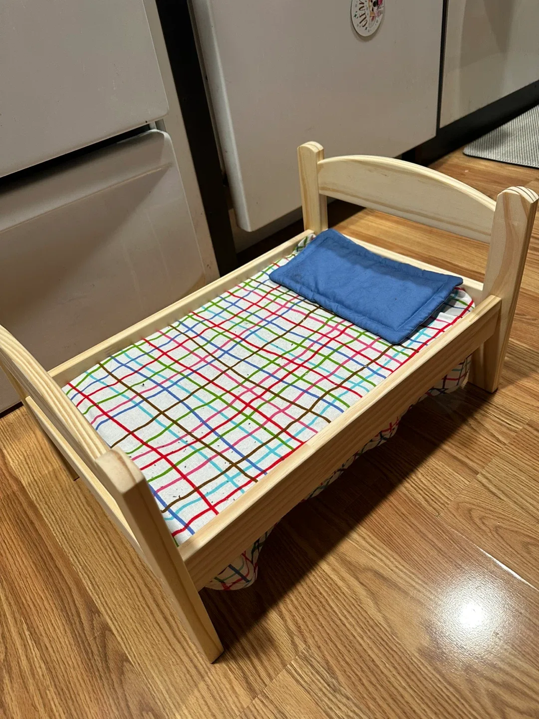 IKEA Wooden Doll/Cat Bed with Bedding image indicator(2)