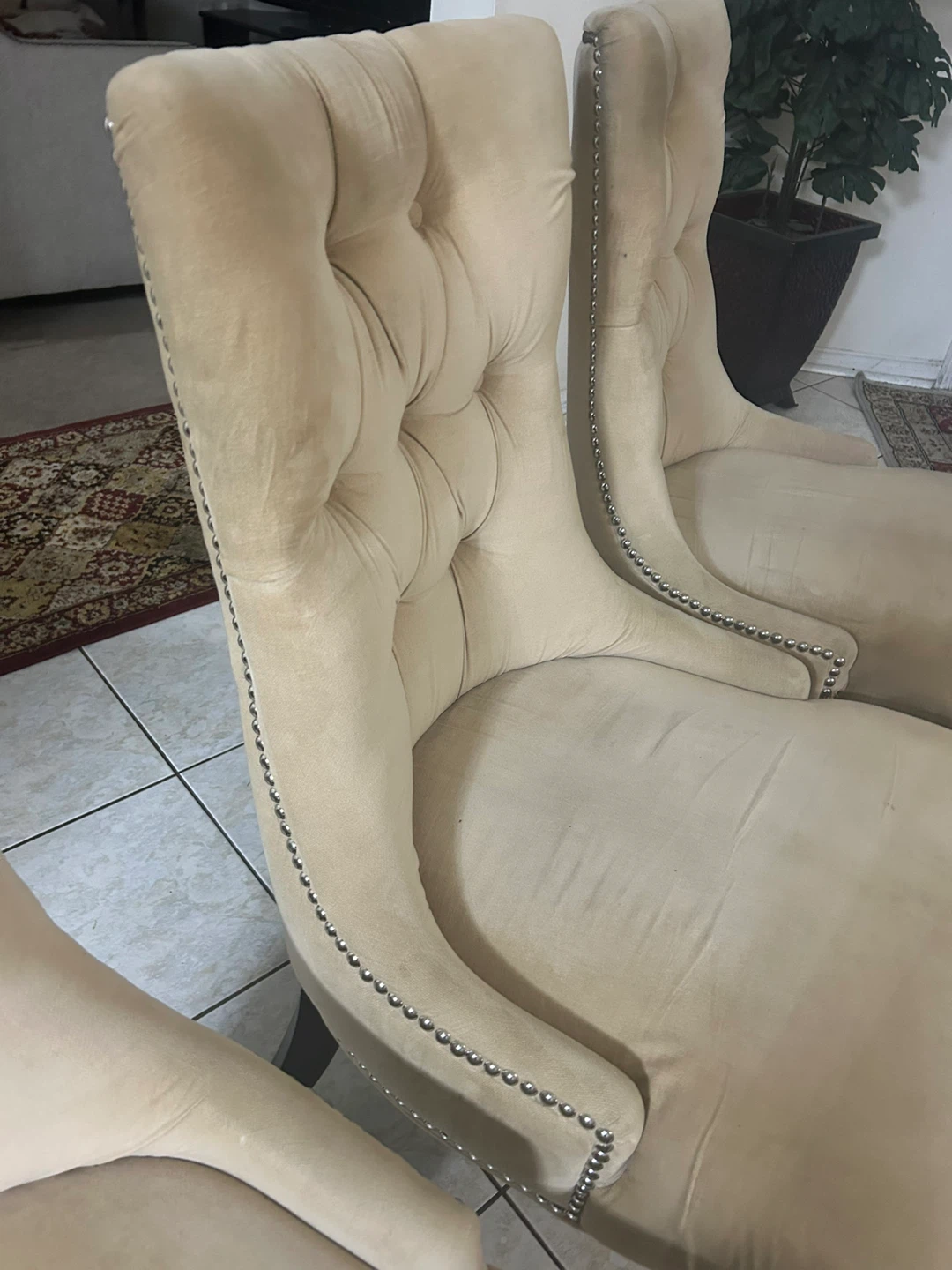 Set of 6 Beige Dining Chairs