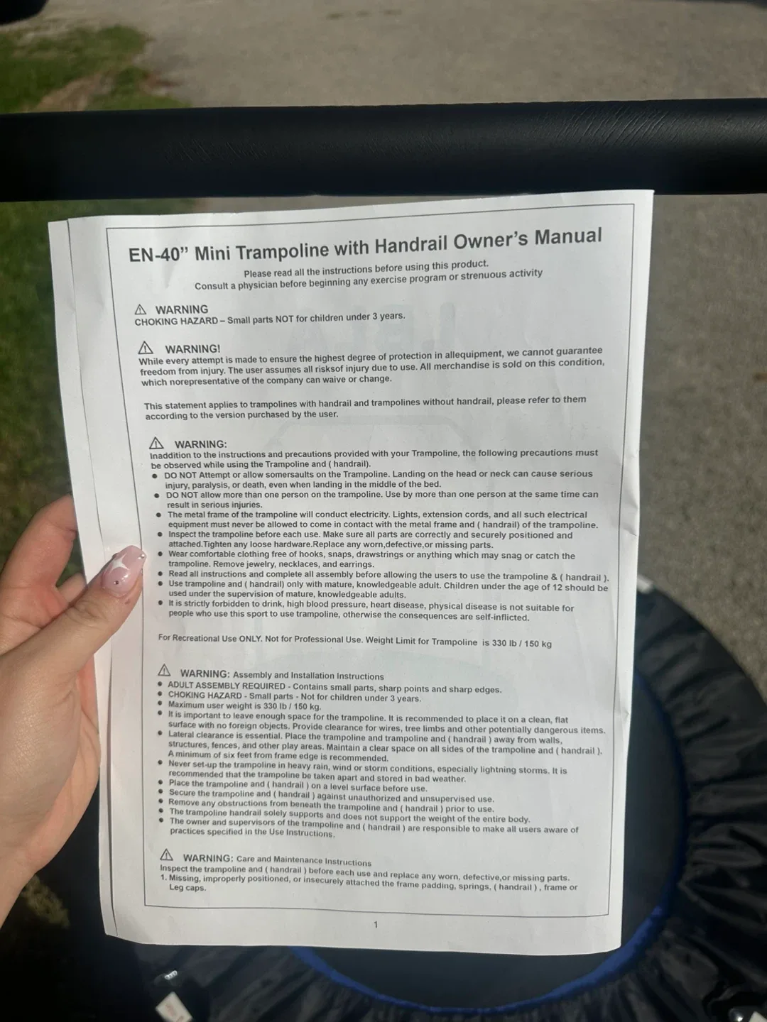 LBLA Mini Trampoline with Handrail - EN-40" image indicator(3)