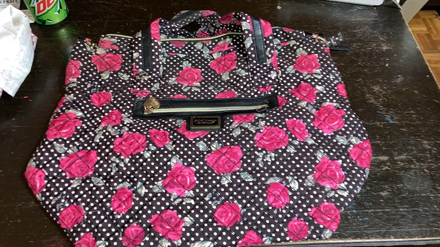 Betsey Johnson Rose Print Quilted Tote Bag thumbnail