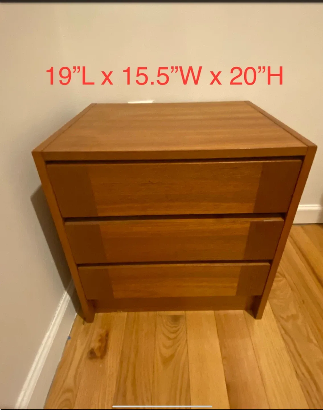 Wooden 3-Drawer Dresser 19x15.5x20 thumbnail