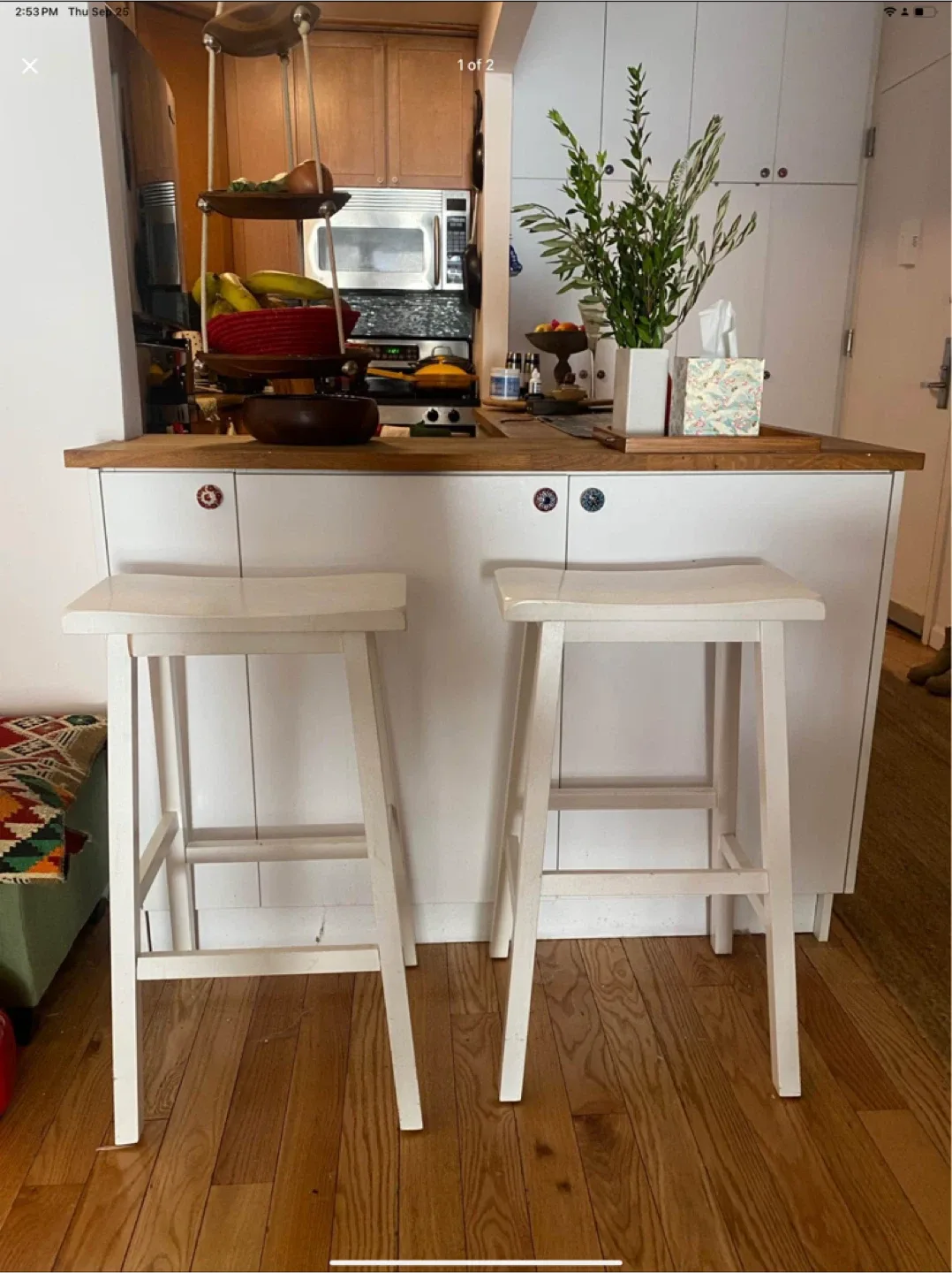 White Kitchen Counter Stools - Set of 2 thumbnail