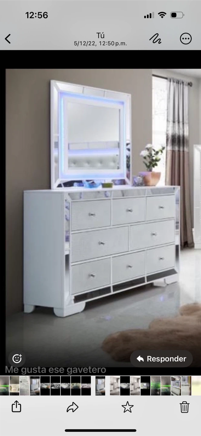 White Mirrored Dresser with LED Mirror - photo 2