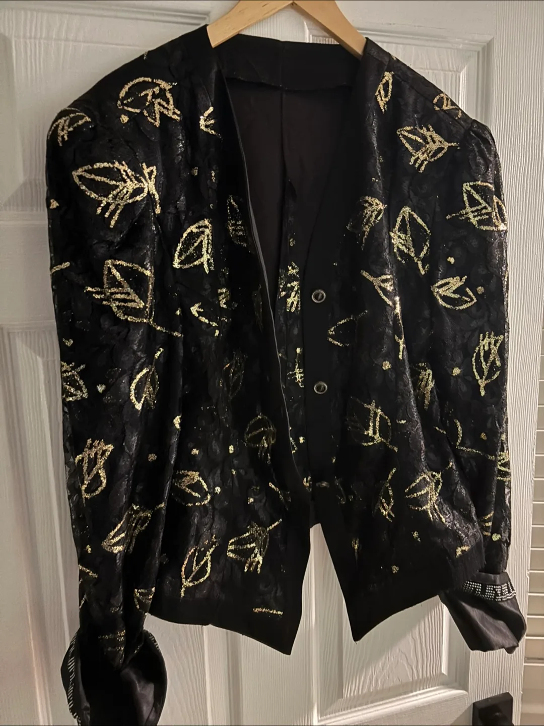 Black and Gold Leaf Patterned Jacket thumbnail