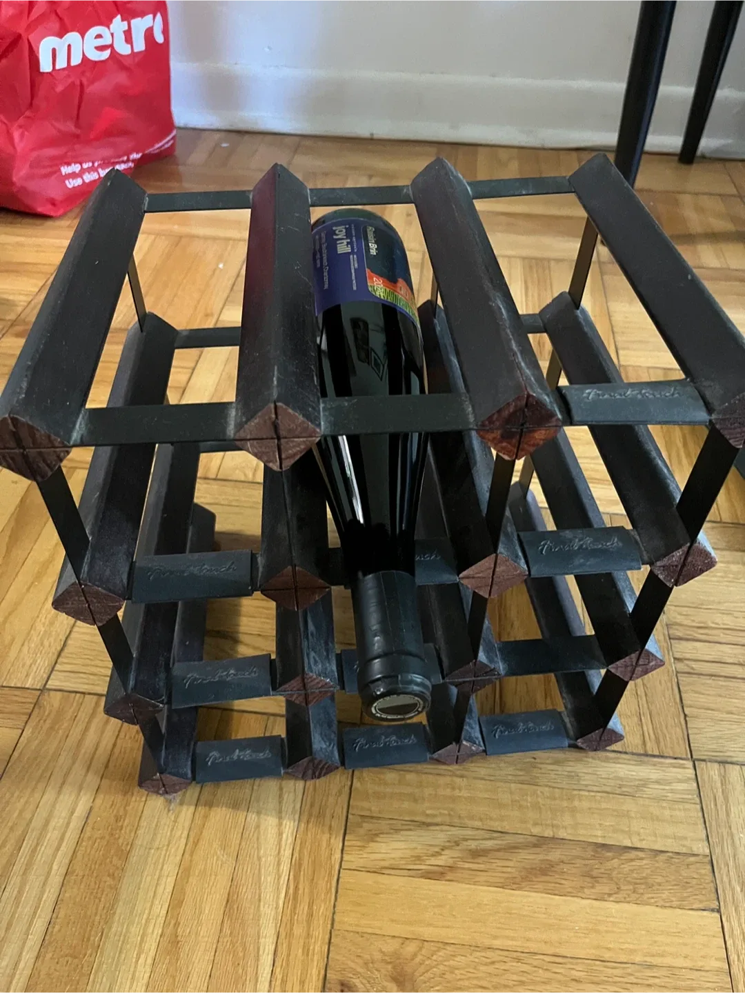 Rustic wood and metal wine rack image indicator(2)