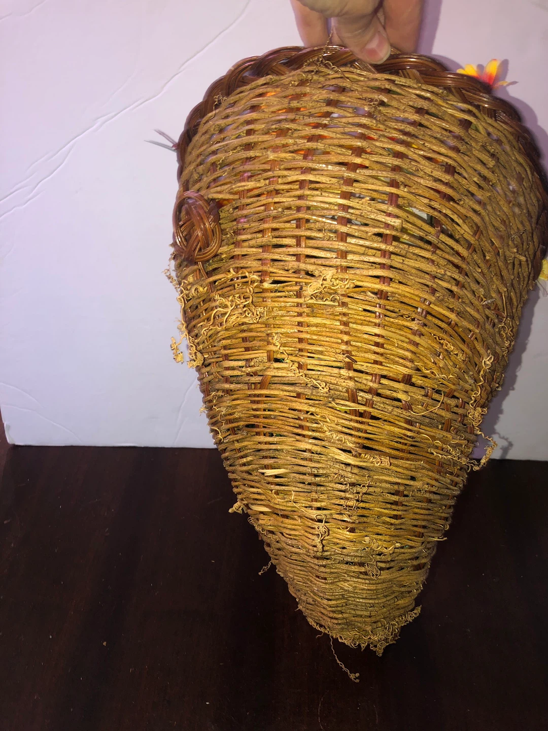 Extra Large Wicker Horn with Flowers. - photo 2