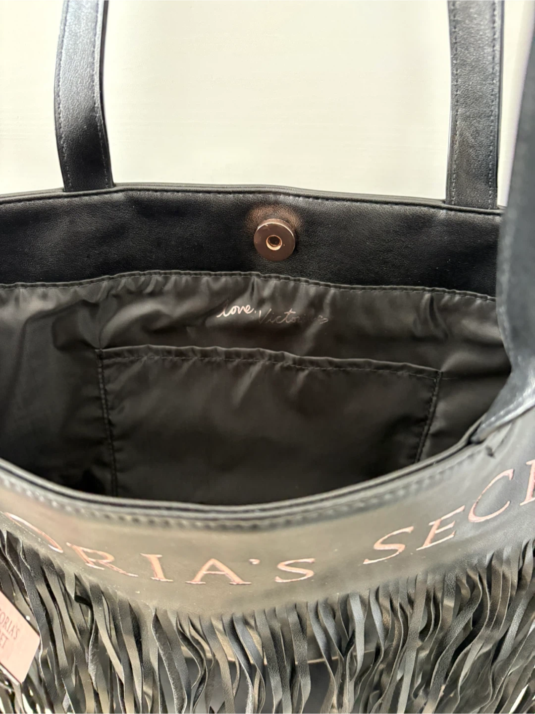 Victoria's Secret Black Fringe Tote Bag - photo 2