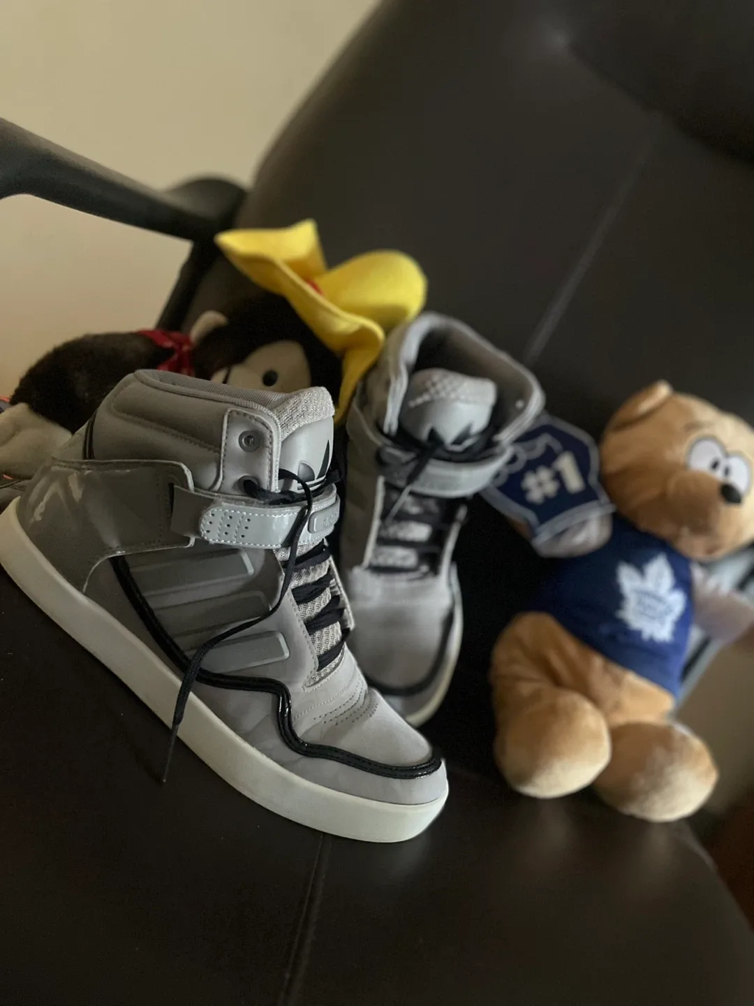 Adidas High Top Sneakers - Grey - Size 7.5 image indicator(3)