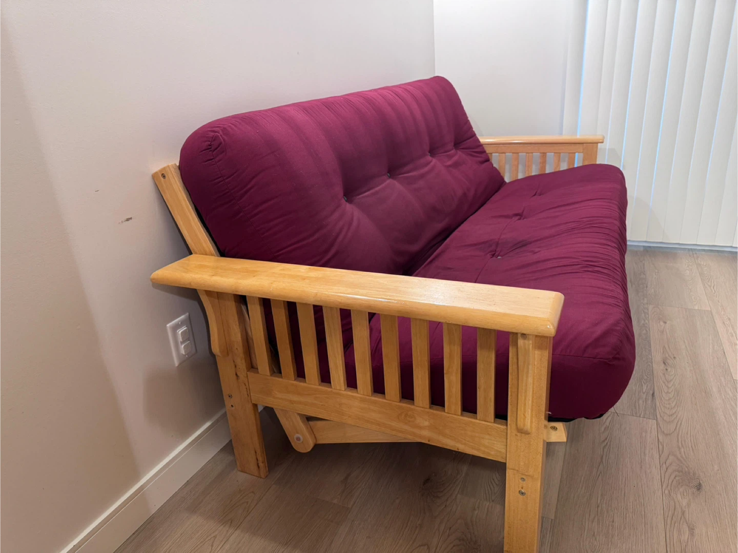 Futon Sofa Bed - Burgundy - photo 3