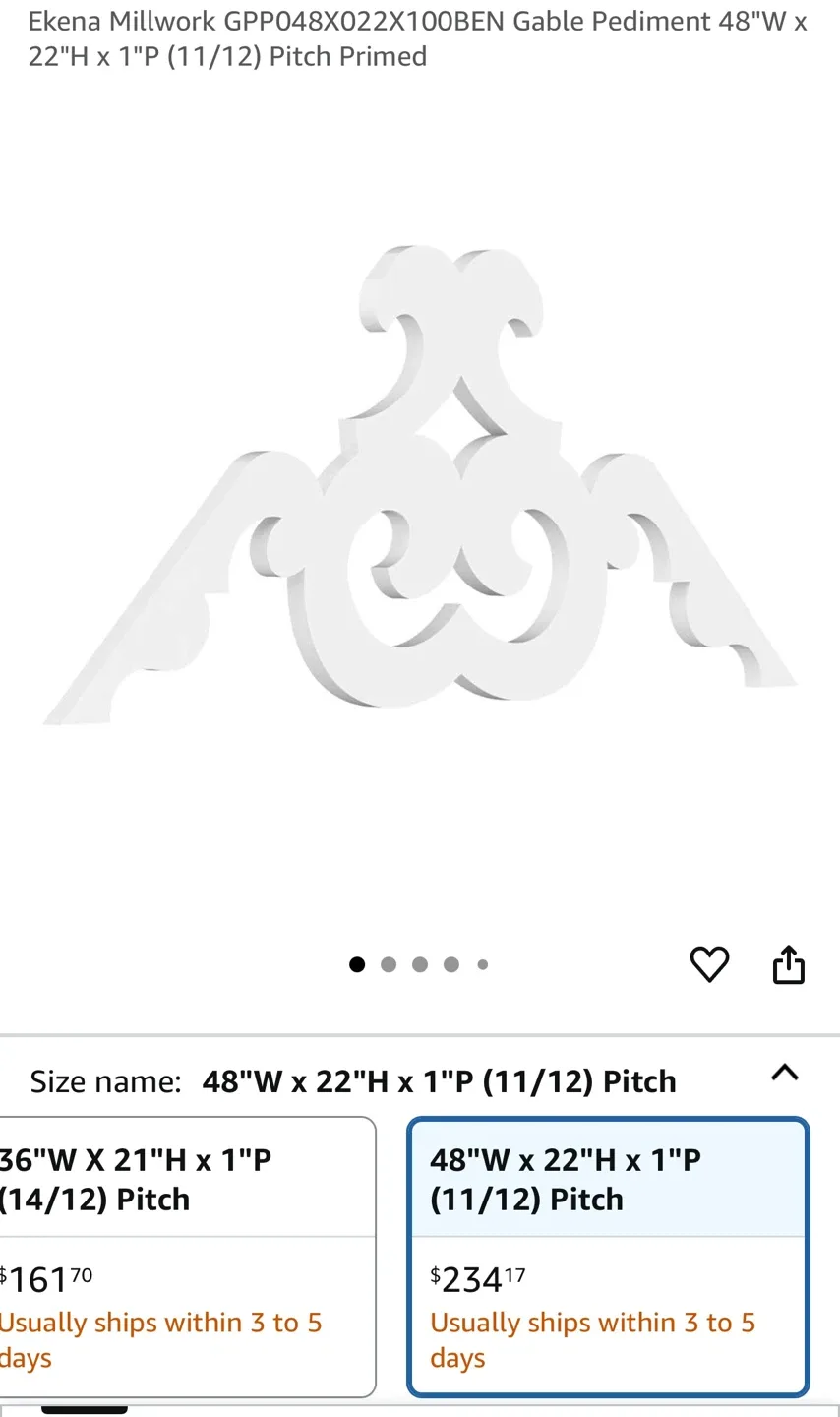 Ekena Millwork Gable Pediment 48"W x 22"H x 1"P image indicator(5)