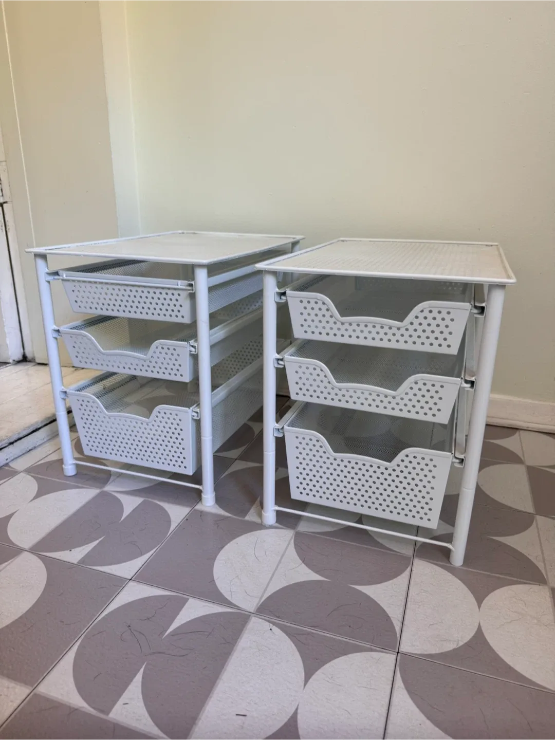 Two White Metal Storage Shelving Unit