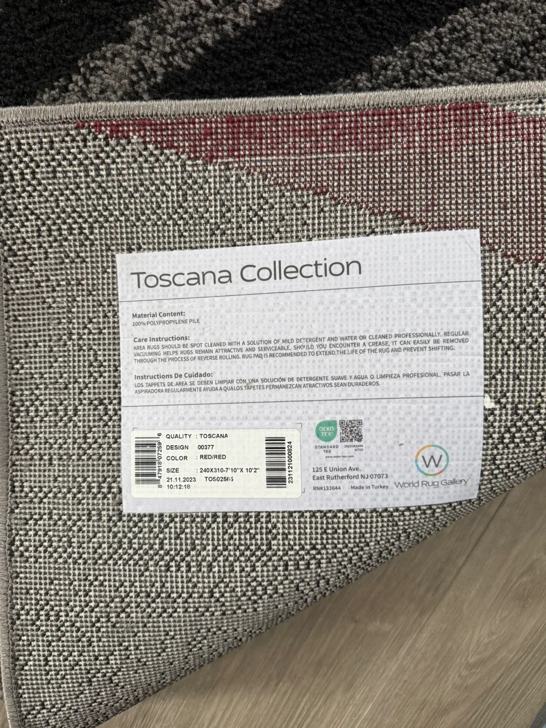 Toscana Collection Red/Red Rug 10'x10'2" image indicator(2)