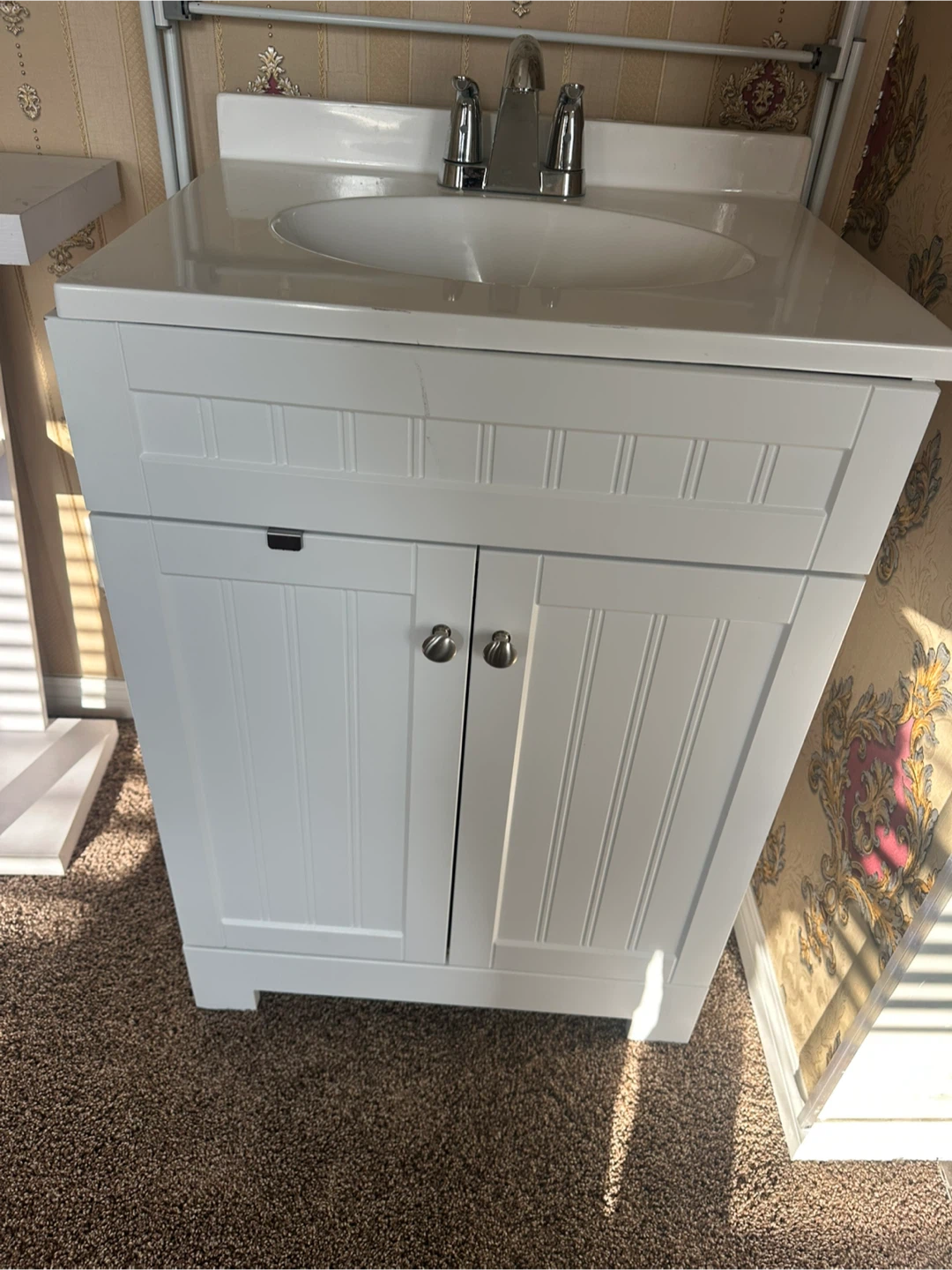White Bathroom Vanity with Sink