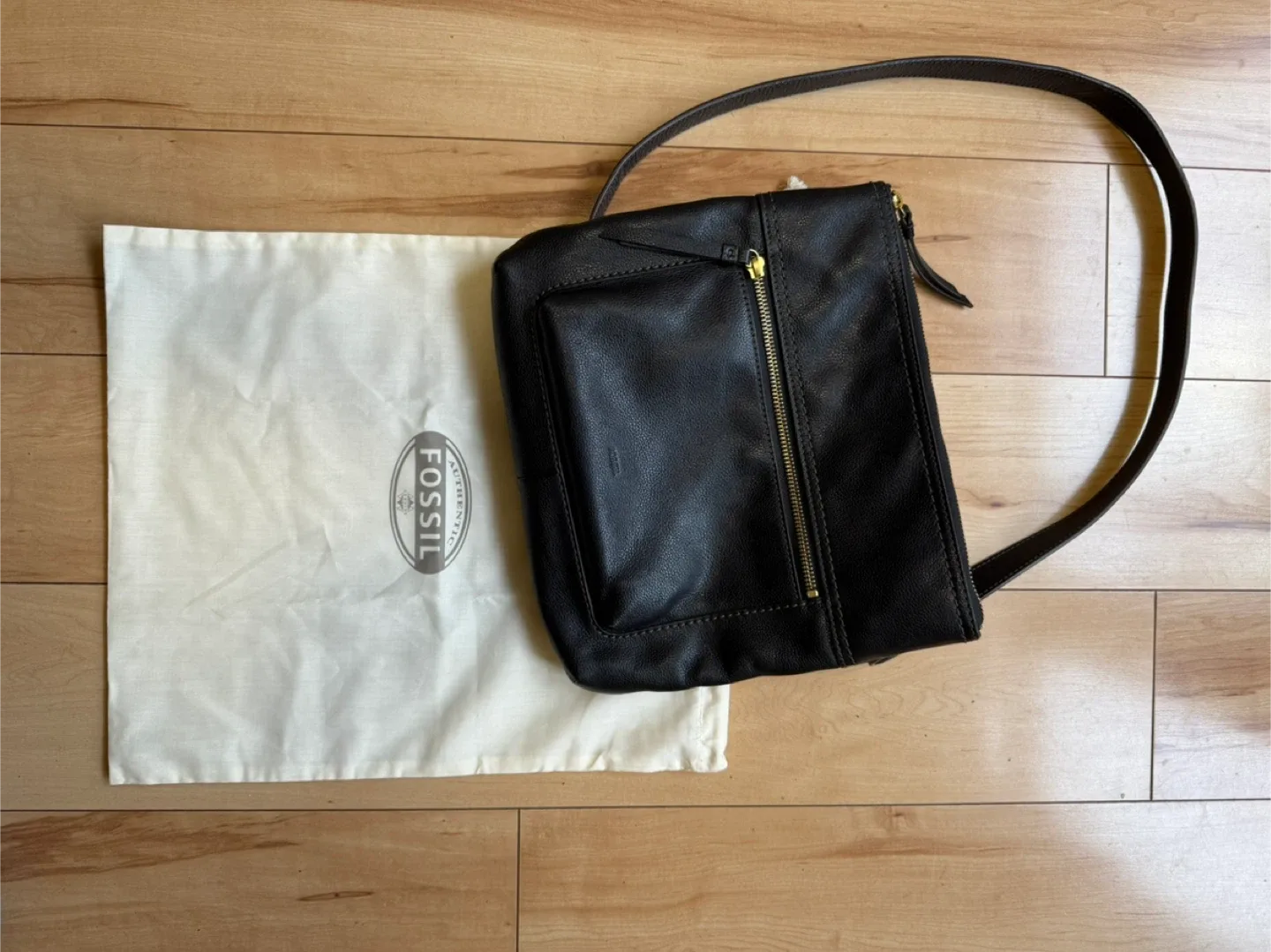 Fossil Black Leather Crossbody Bag image indicator(3)