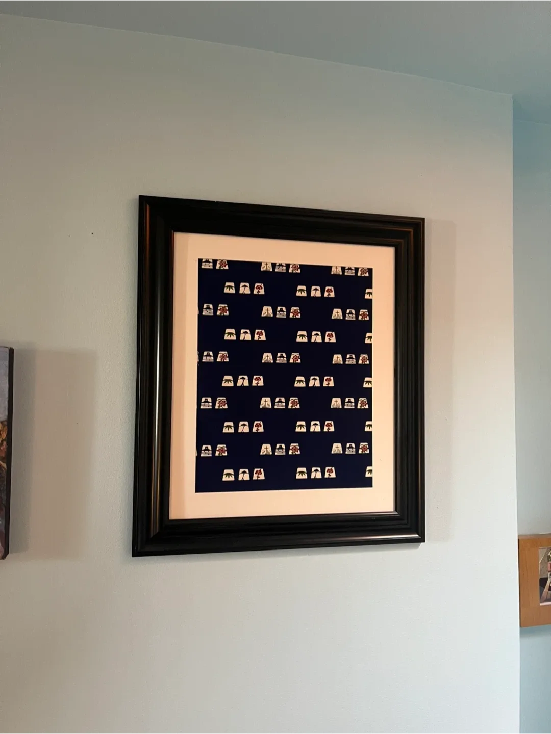 Framed Art Chiyogami paper - Blue Pattern