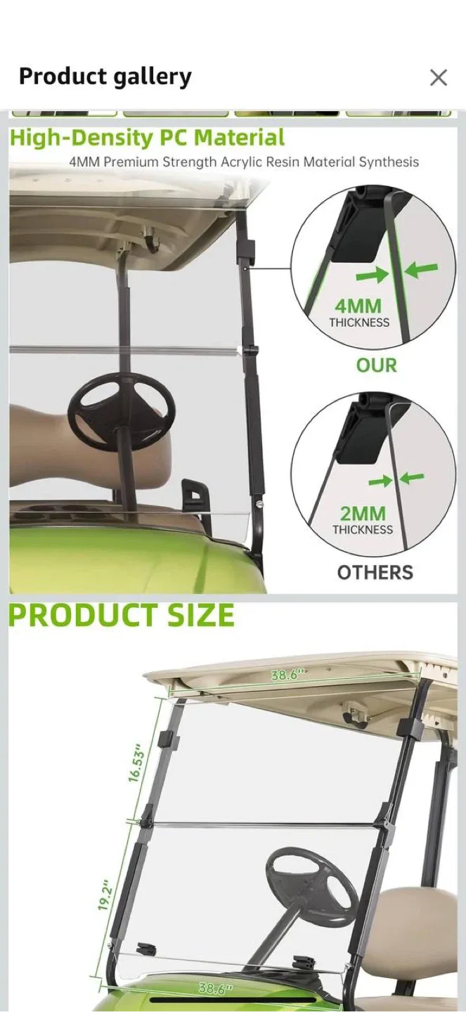 10LOL Folding Down Clear Windshield for Yamaha G29 Golf Cart image indicator(3)