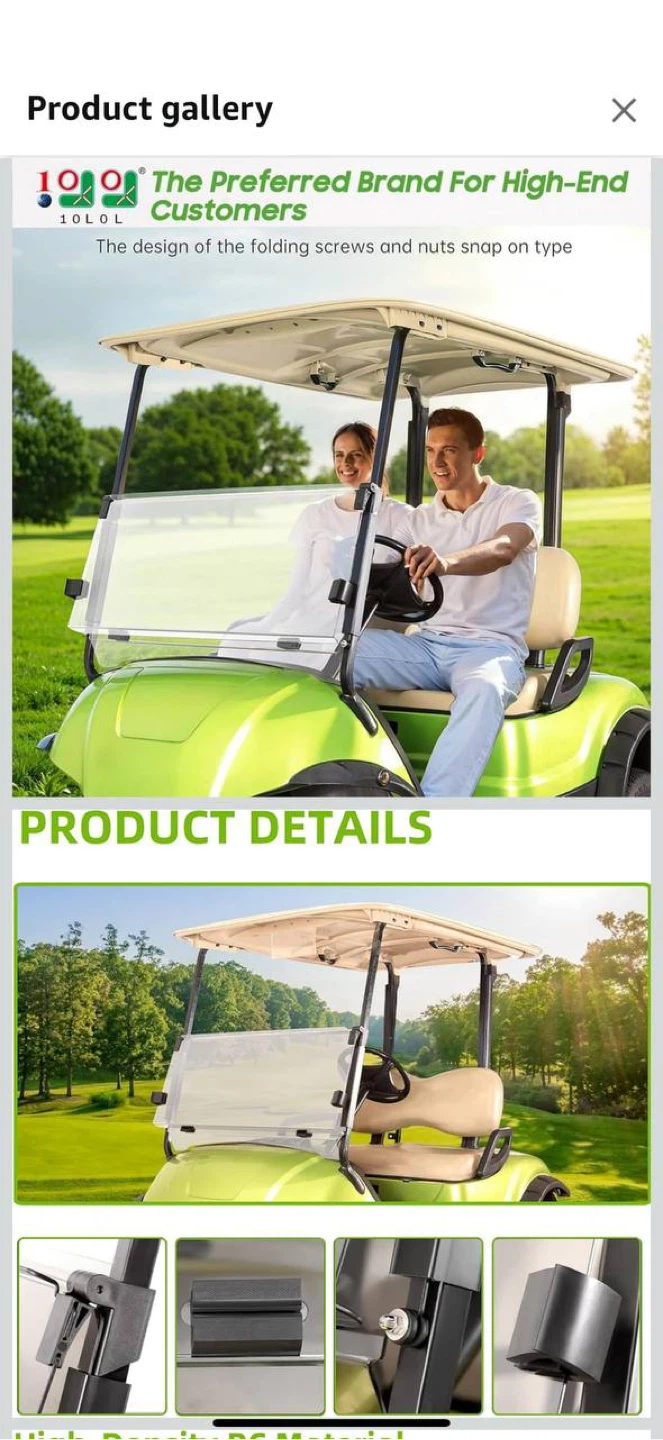 10LOL Folding Down Clear Windshield for Yamaha G29 Golf Cart - photo 2
