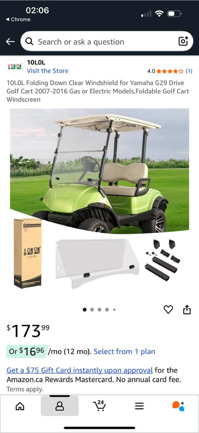 10LOL Folding Down Clear Windshield for Yamaha G29 Golf Cart