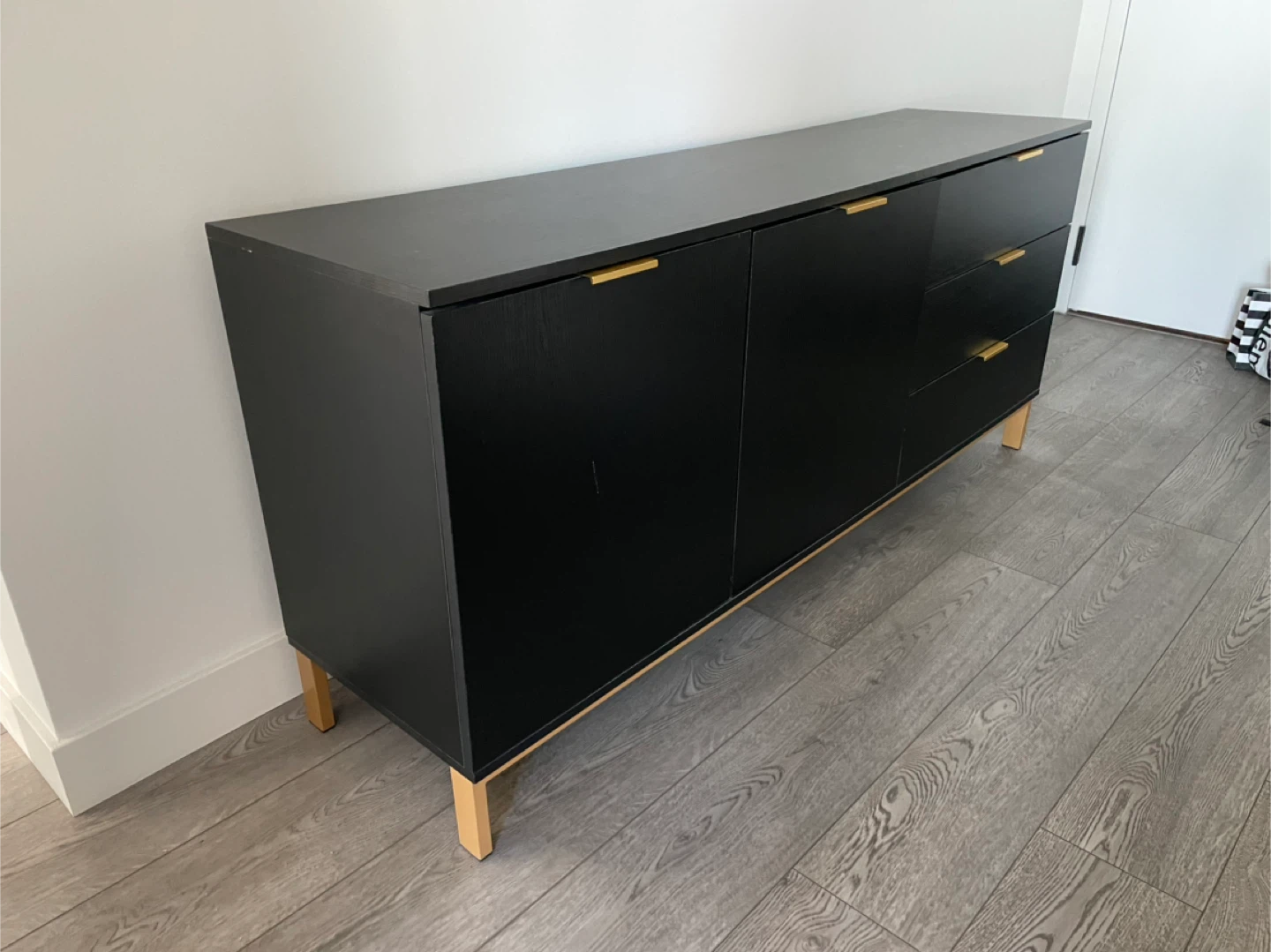 Black Wood Credenza with Gold Accents - photo 2