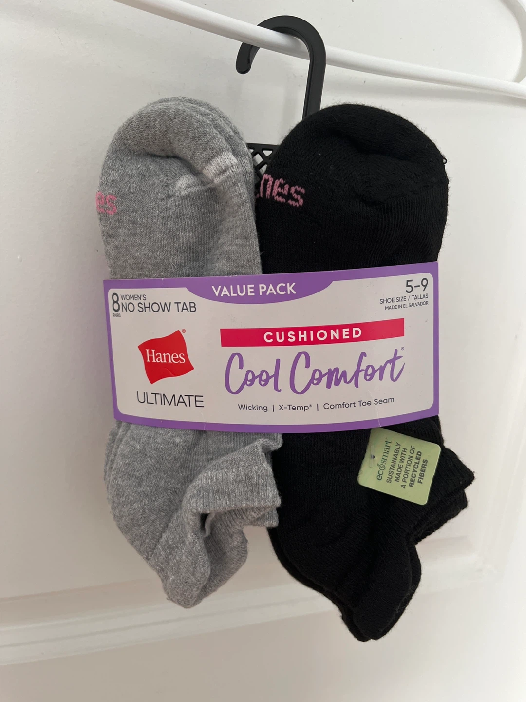 Hanes Ultimate Cool Comfort No Show Socks (Size 5-9)