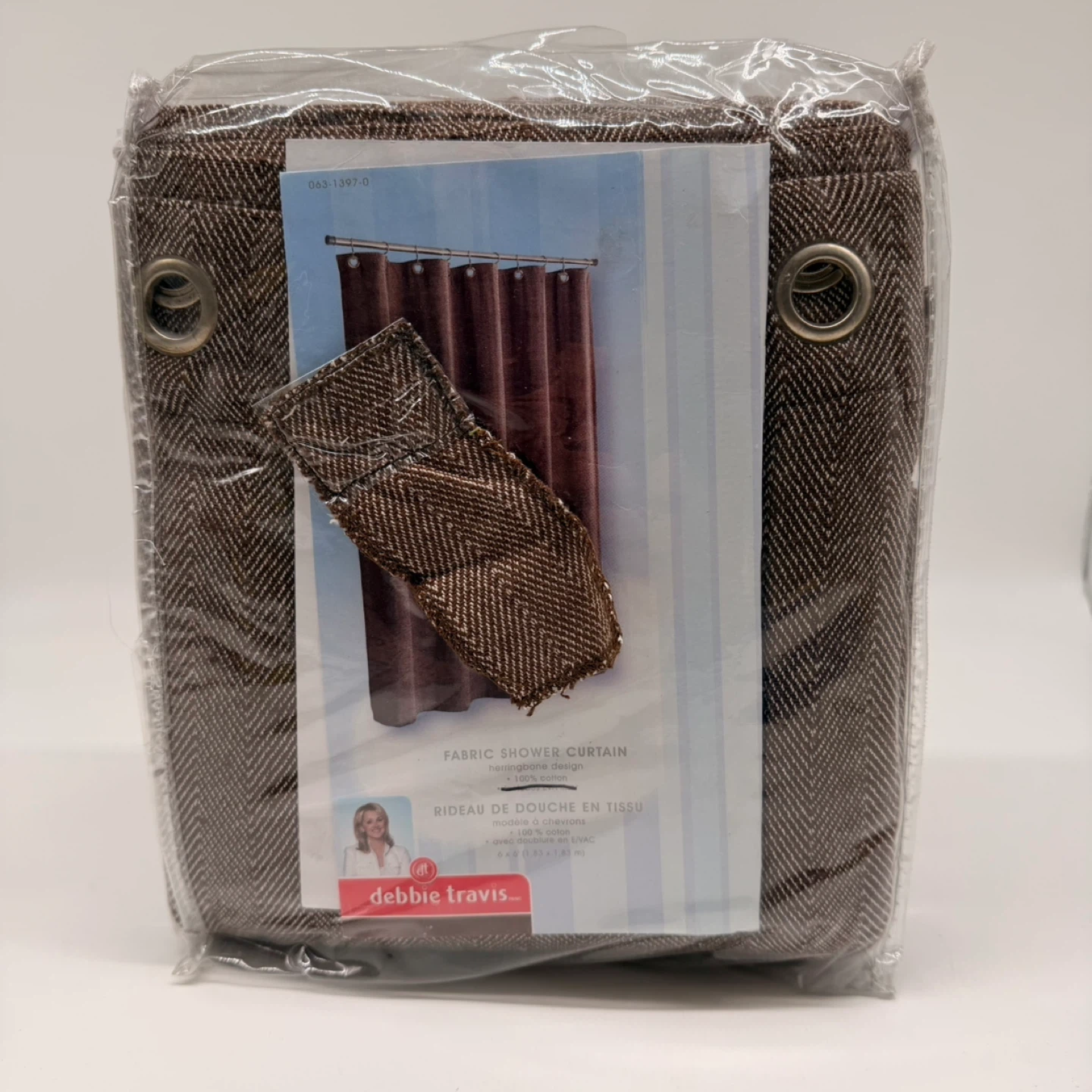 New Debbie Travis Fabric Shower Curtain - Brown