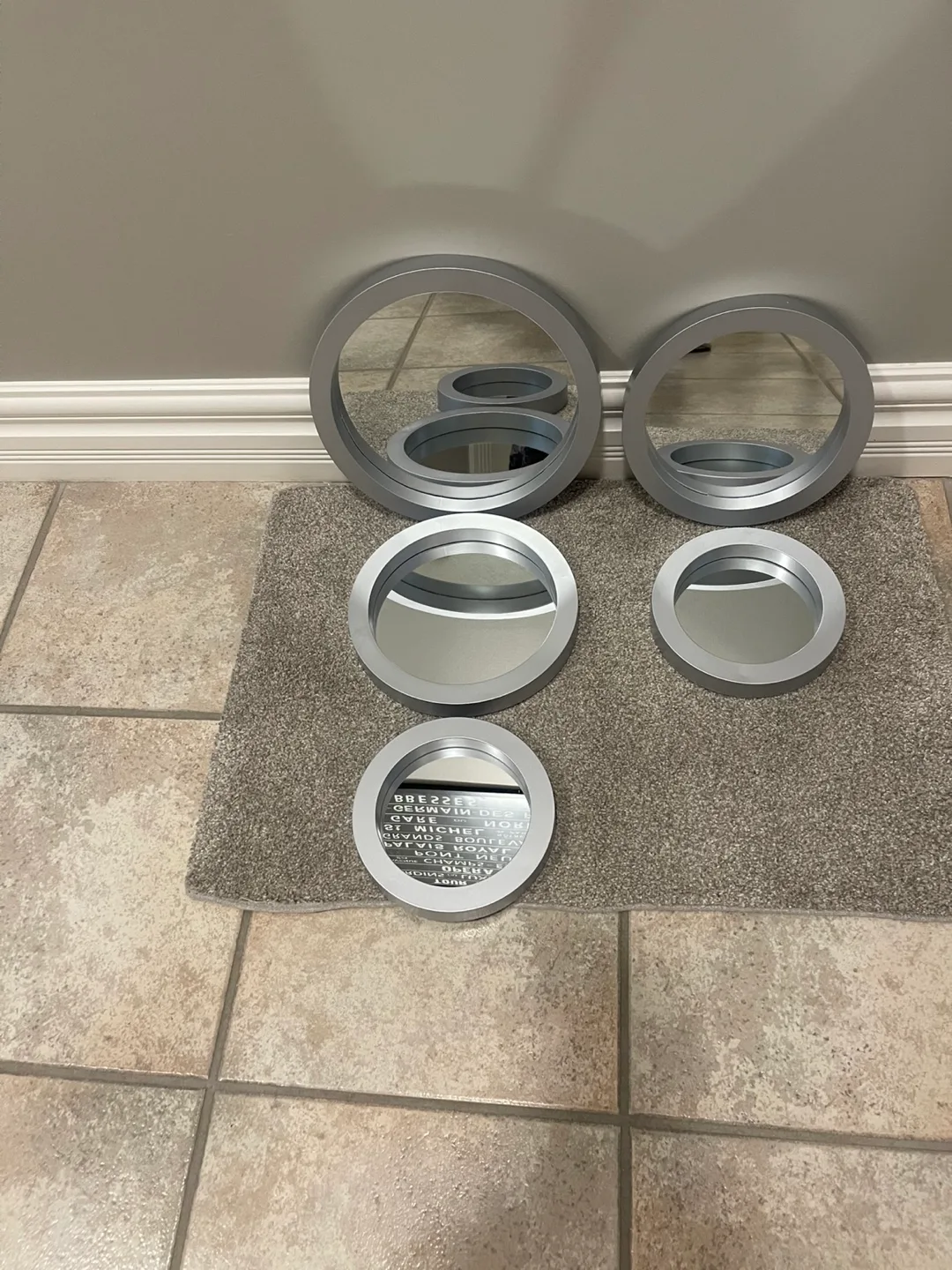 REDUCED - Set of 5 NEW Round Silver Mirrors image indicator(3)