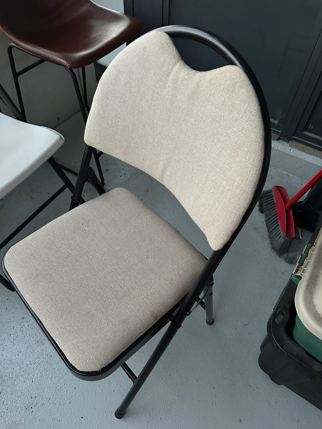 Folding Chair - Beige Fabric Seat