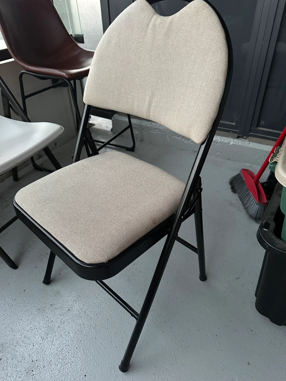 Folding Chair - Beige Fabric Seat - photo 2