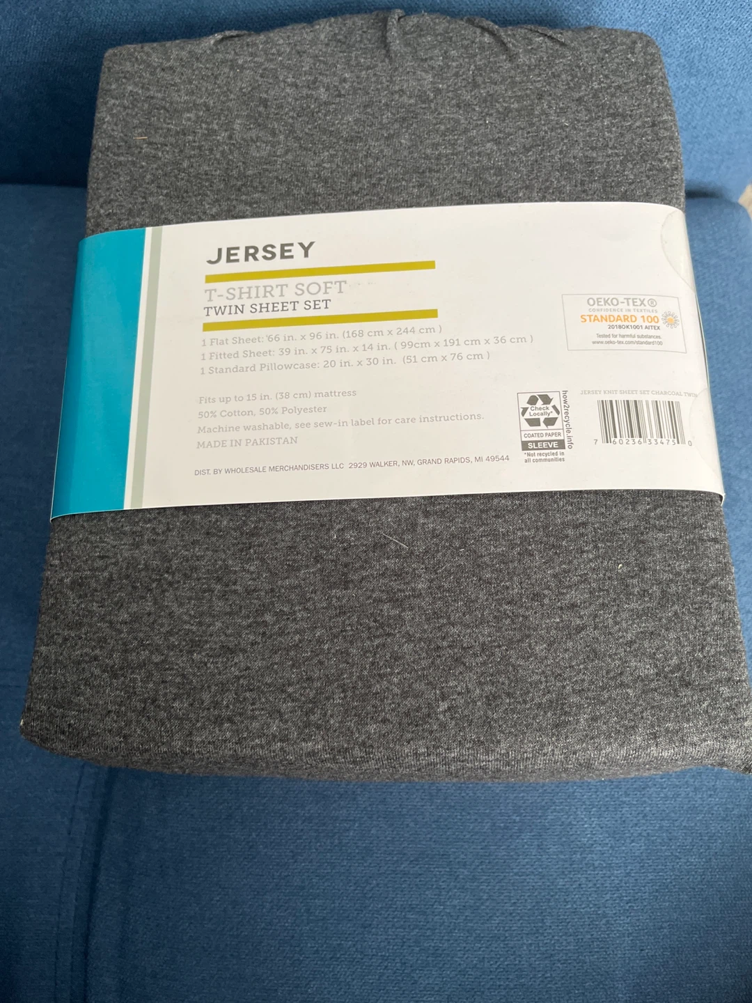 Room+Retreat Jersey Twin Sheet Set - Charcoal Gray - photo 2