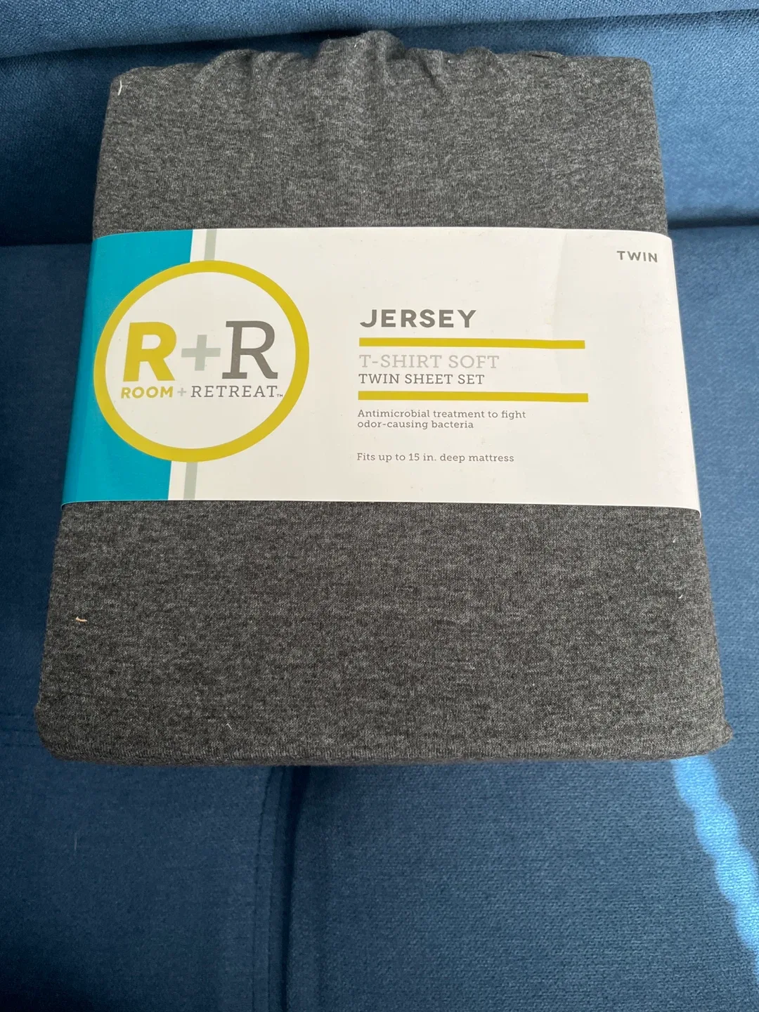 Room+Retreat Jersey Twin Sheet Set - Charcoal Gray thumbnail