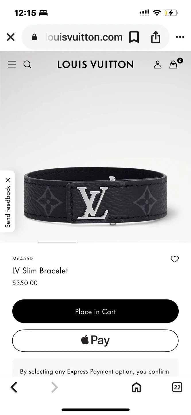 Louis Vuitton Black Leather slim bracelet size 21 image indicator(10)
