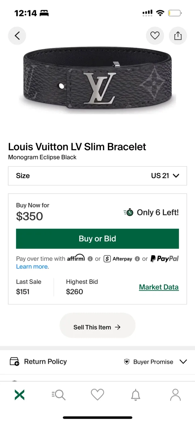 Louis Vuitton Black Leather slim bracelet size 21 image indicator(9)