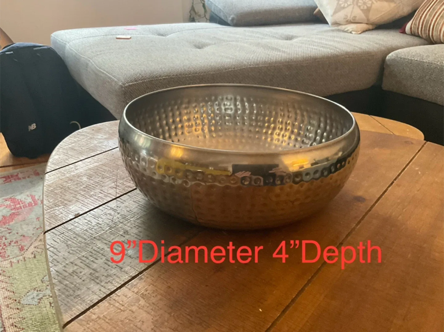 Silver Metal Bowl - 9" Diameter thumbnail