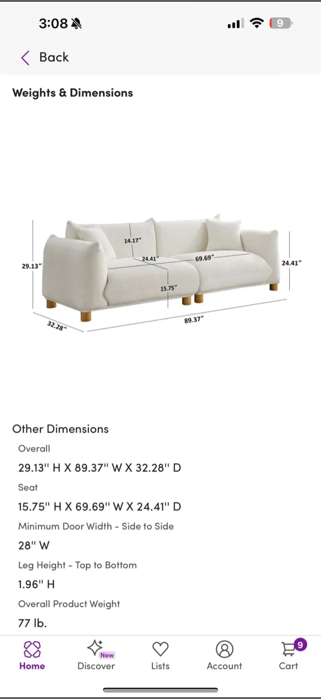 Deep Seated White 3 Seater Modern Couch (Wayfair) image indicator(4)