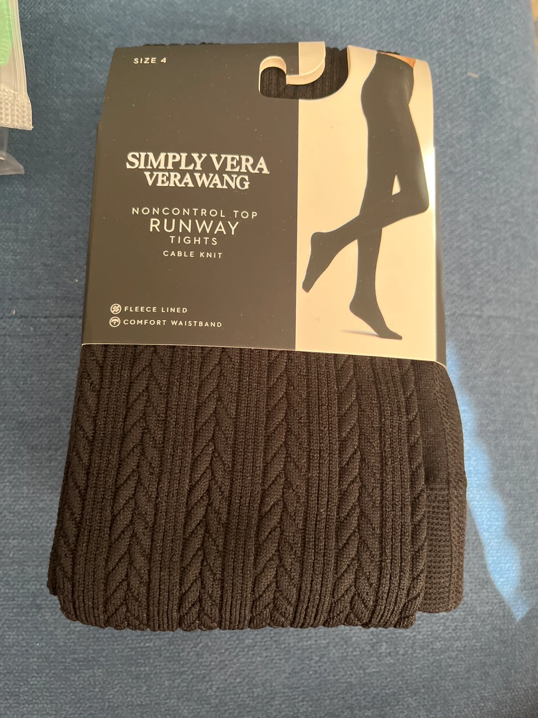 Simply Vera Wang Black Cable Knit Tights - Size 4