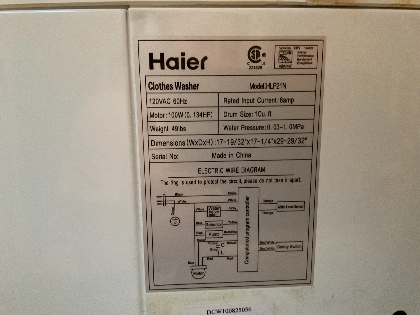 Haier Clothes Washer, Model HLP21N image indicator(2)