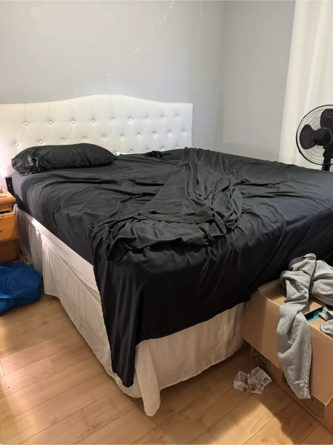 King Size Bed frame and headboard with box spring thumbnail