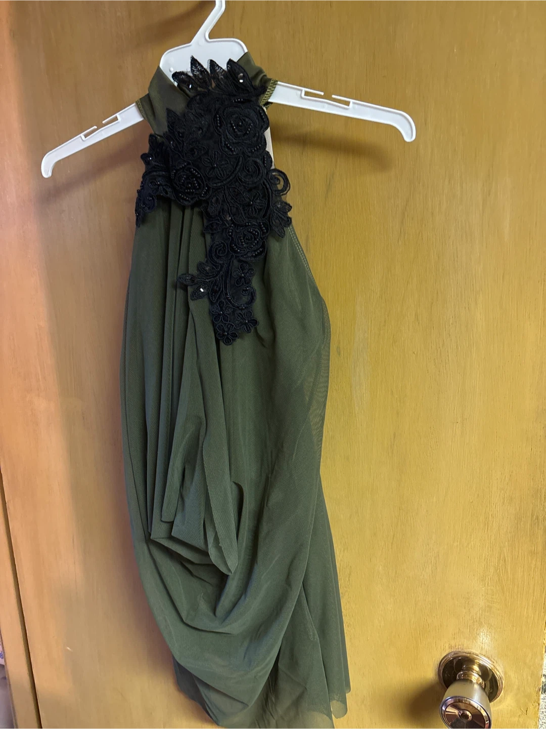Green Dance Costume with Black Lace Detail