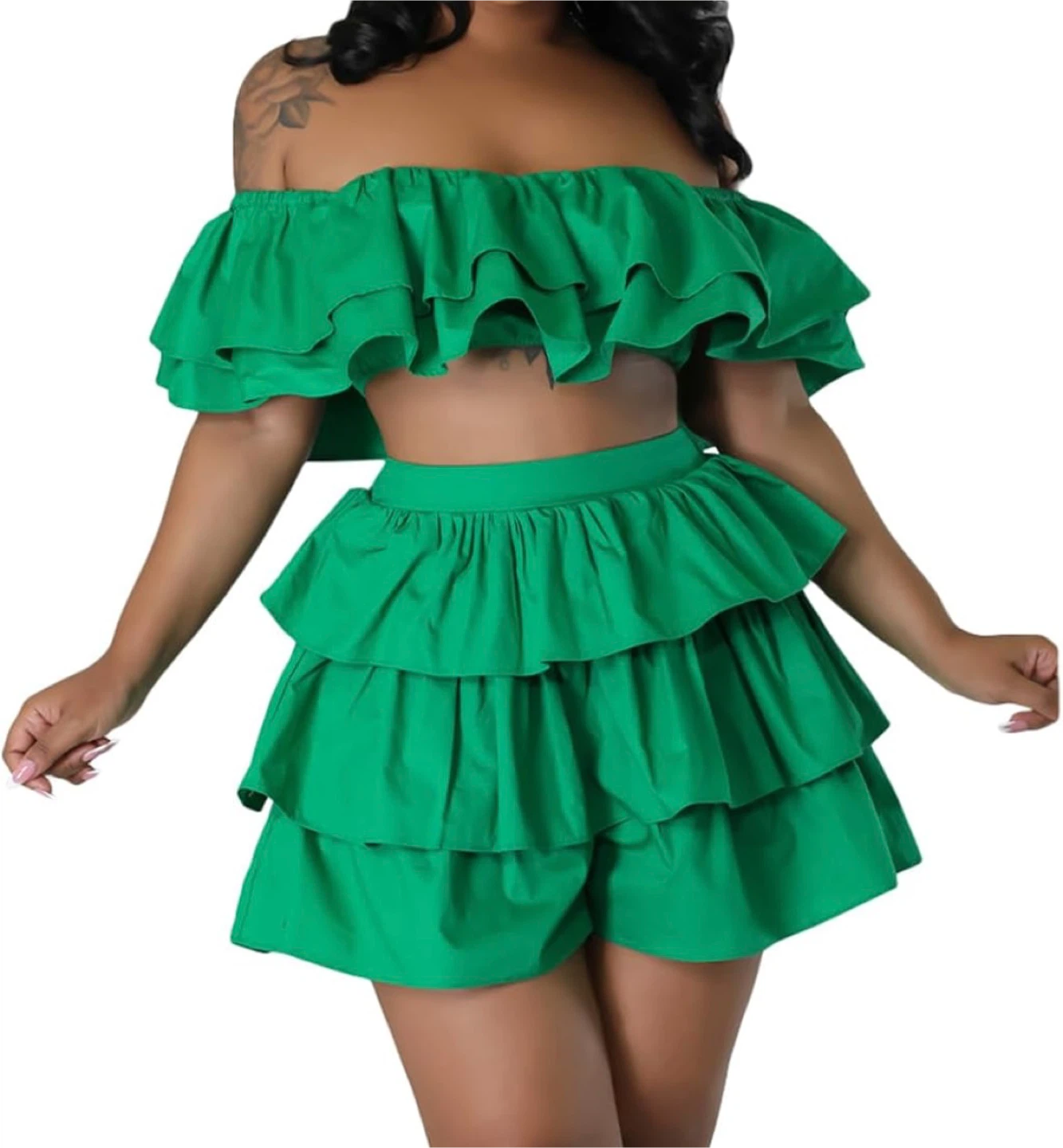 Green Ruffle Two-Piece Set - photo 2