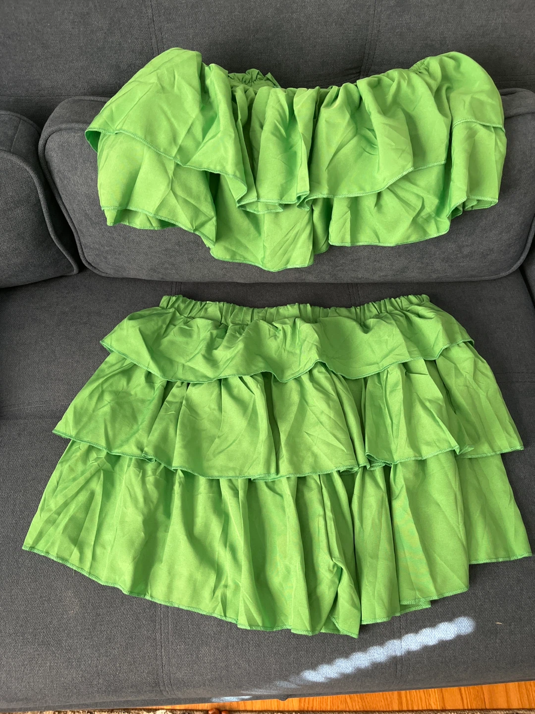 Green Ruffle Two-Piece Set