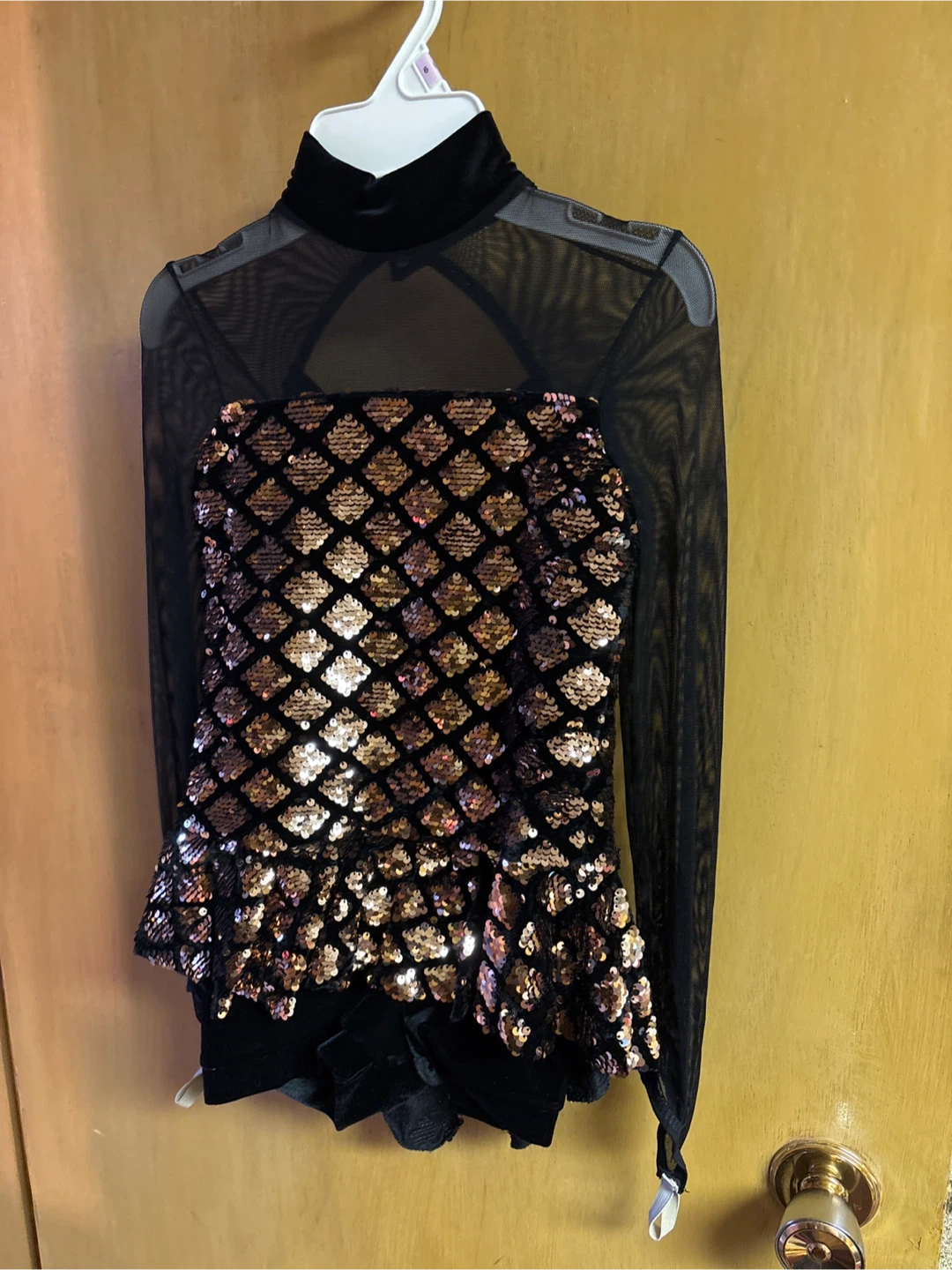Girls Dance Costume - Black & Gold Sequin