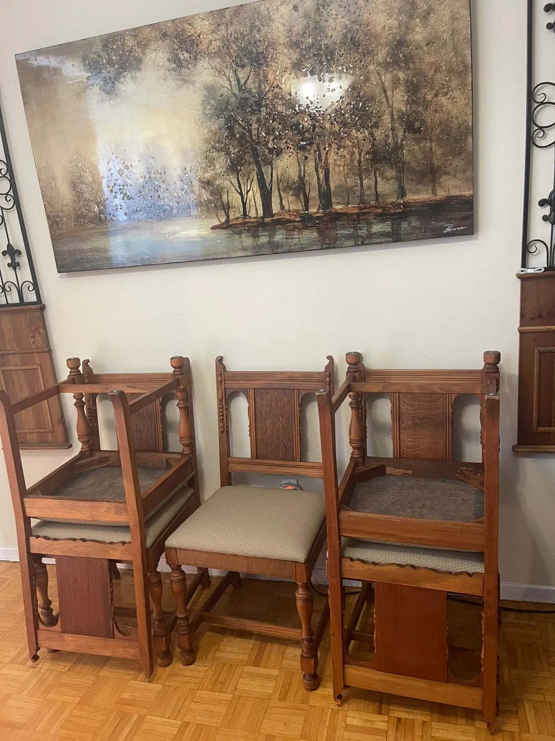 Set of 5 Vintage Wooden Dining Chairs image indicator(4)