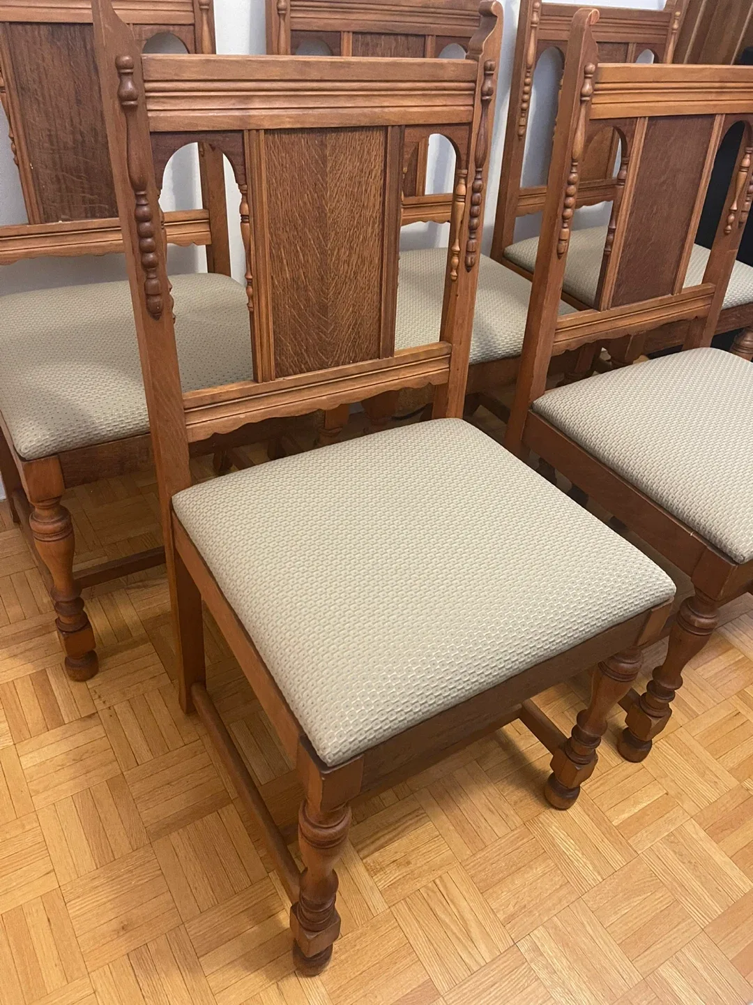Set of 5 Vintage Wooden Dining Chairs image indicator(3)