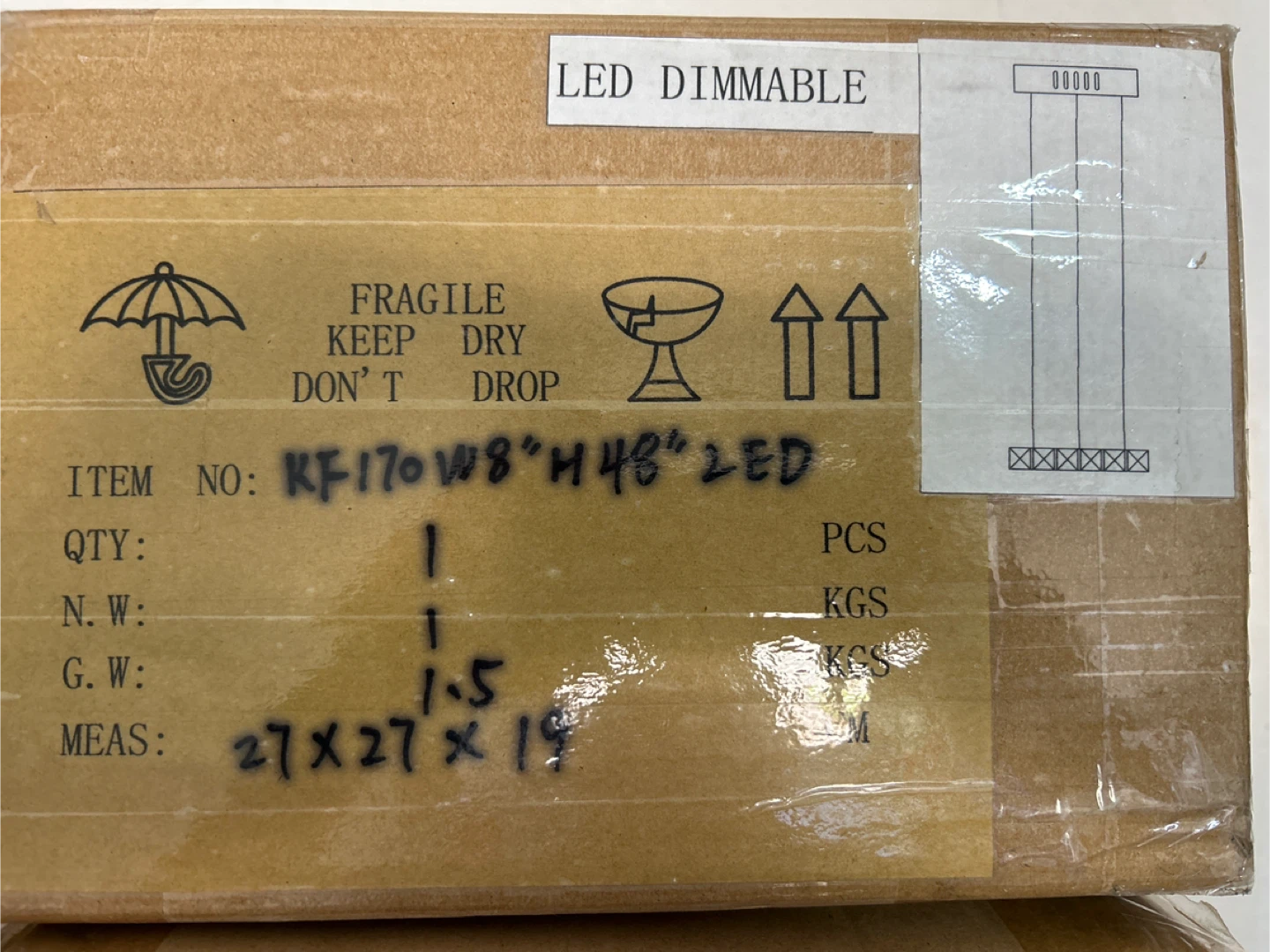 LED Dimmable W8" H48" Light Fixture
