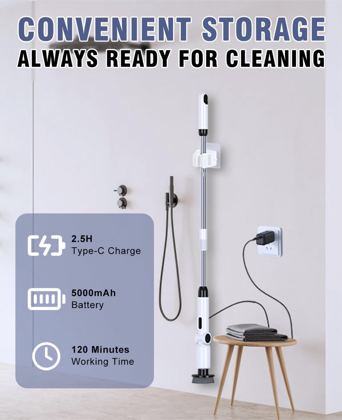 Electric Spin Scrubber with Extendable Handle - photo 5