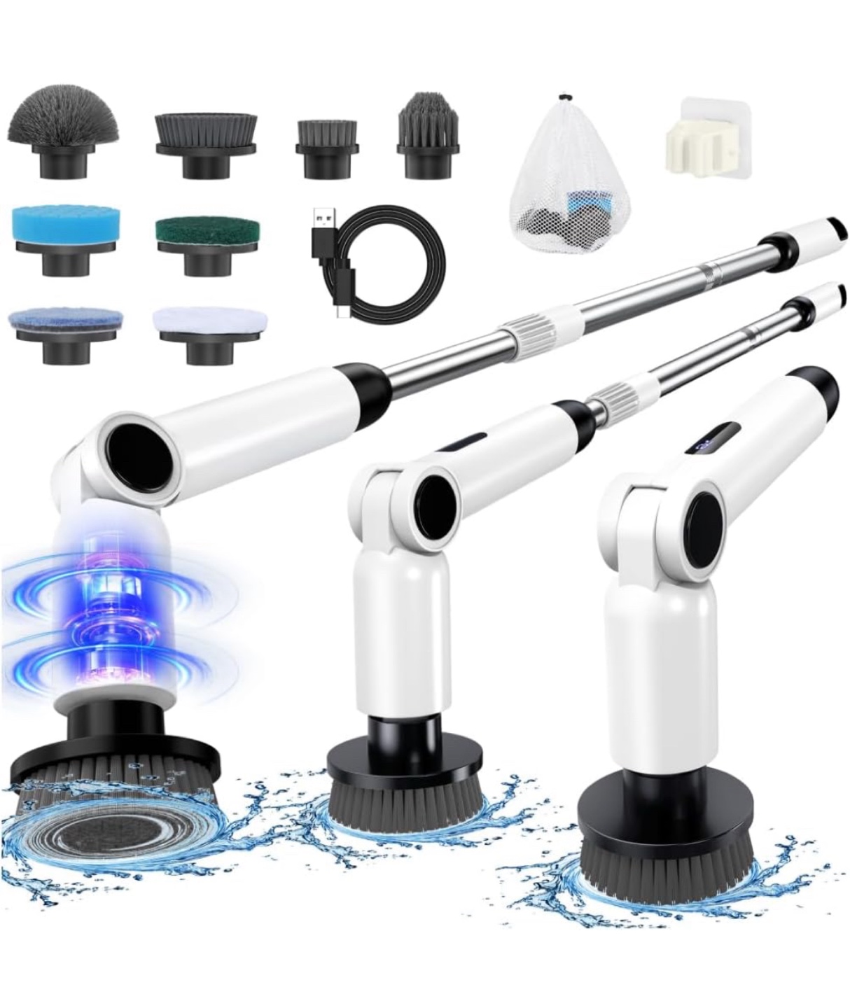 Electric Spin Scrubber with Extendable Handle